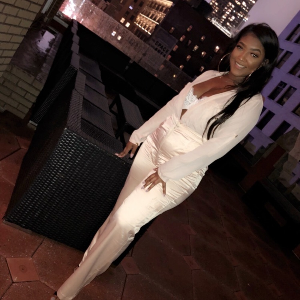 Jluxlabel satin champagne romper Sz L